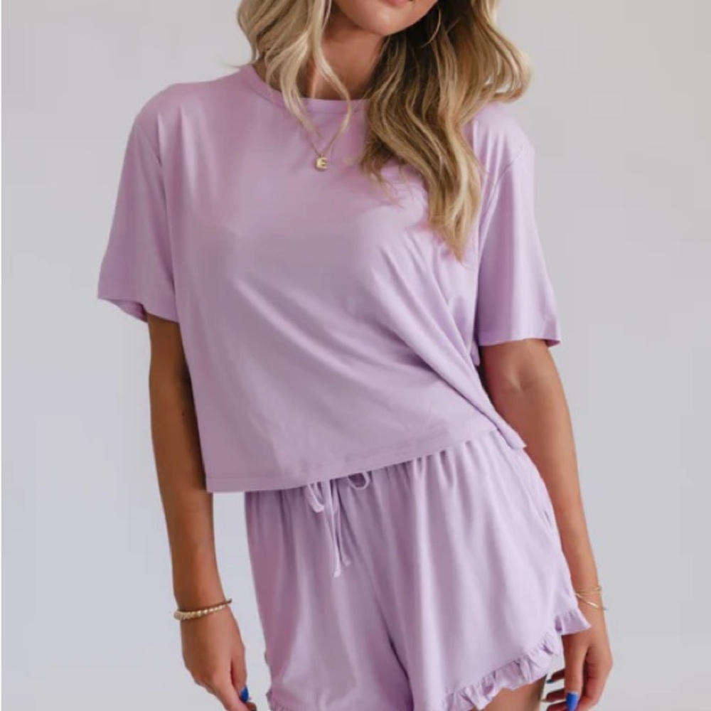 Women's Ruffle Short Set in Orchid Bloom